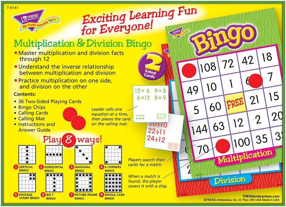 Multiplication &amp; Division Bingo Game (2-Sided)