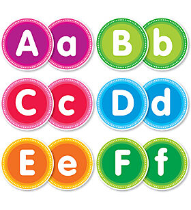 Color Your Classroom Alphabet B.B.Set includes 26 uppercase                      Lt.5&quot;dm. &amp; (26 lowercase) Lt.5&quot;dm.3 blanks 5&quot; diameter