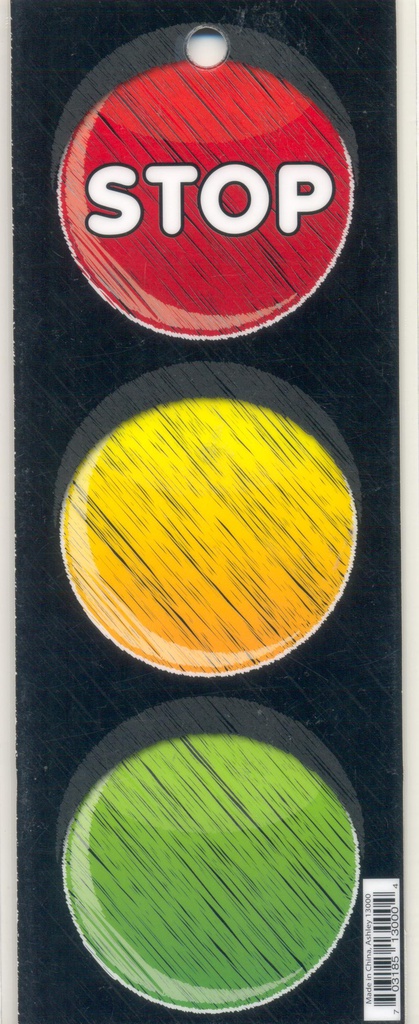 TRAFFIC LIGHT CARD STOP GO (3''X9'')(7.6cmx22.8cm) LAMINATED