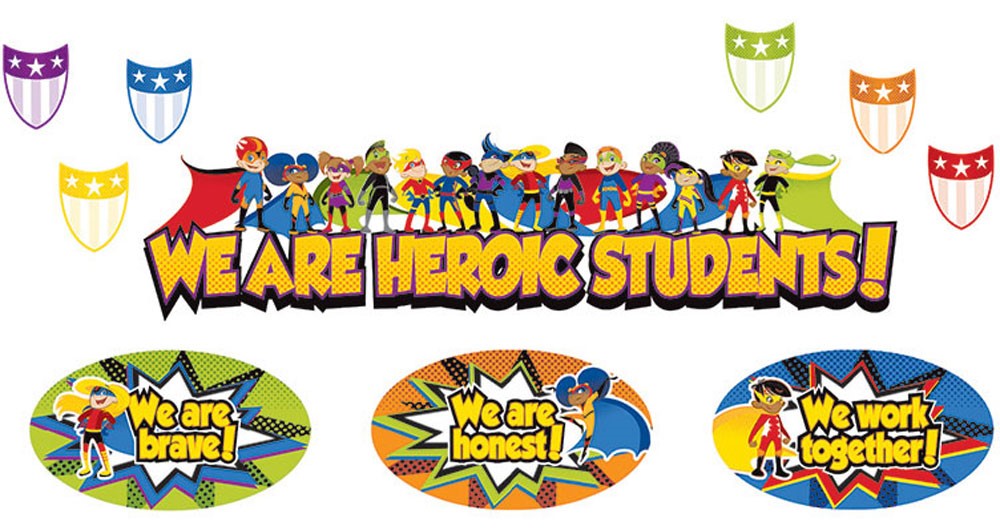 Super Power Heroic Students Mini Bulletin Board Set(41pcs)