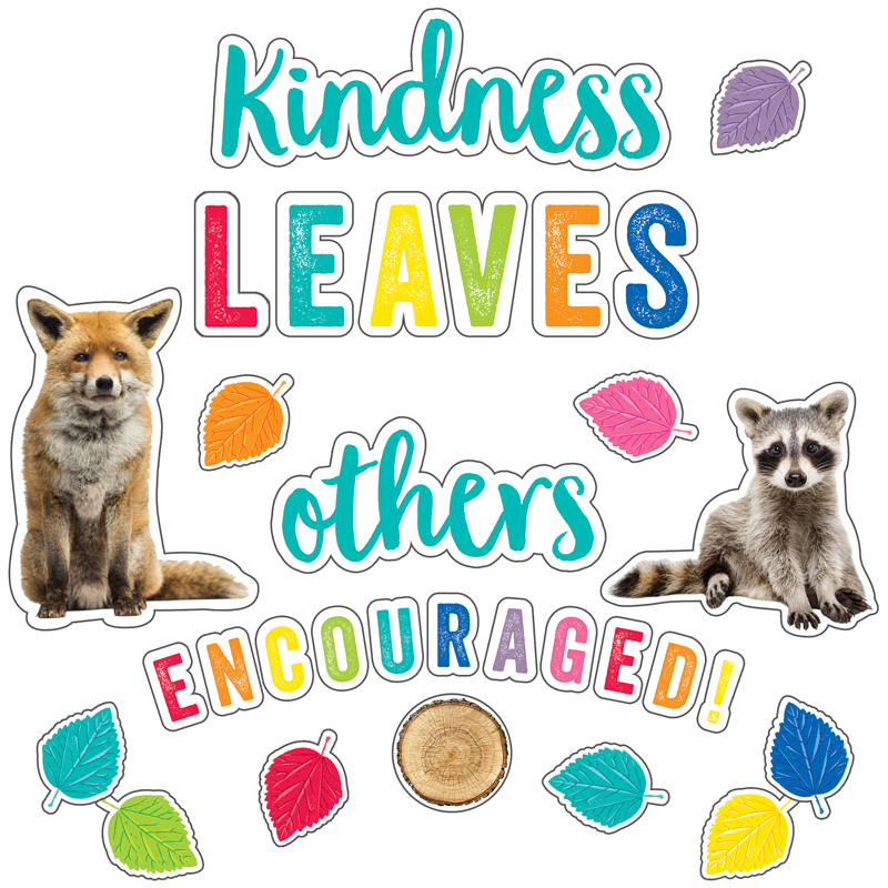Kindness Leaves Others Encouraged B.B.Set 10 leaves,1 fox,1 raccoon ,40 wood slices (72 pcs)