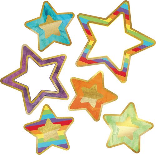 Rainbow Foil Colorful Accents Asst Sparkle + Shine 12 each large(14cm) medium (14cm) 15 small stars (8cm) (39 pcs)