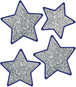 Solid Silver Glitter STARS Accents Sparkle + Shine 6''(12cm)  ( 36 pcs)