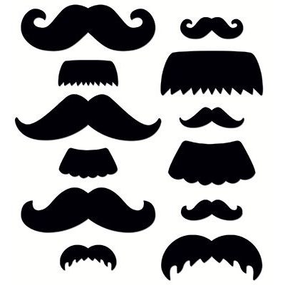 Mustache Medley Accents 12 each of 6 large designs (6''=15cm) ,12 each of 12 small designs(3&quot;=7.6cm)  216 pcs
