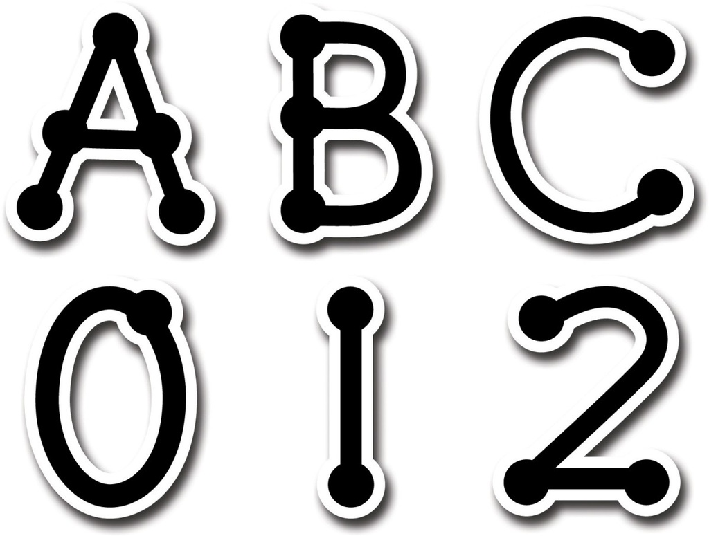 Black Dot-to-Dot Uppercase Letter Stickers 2cm(133 Stickers)