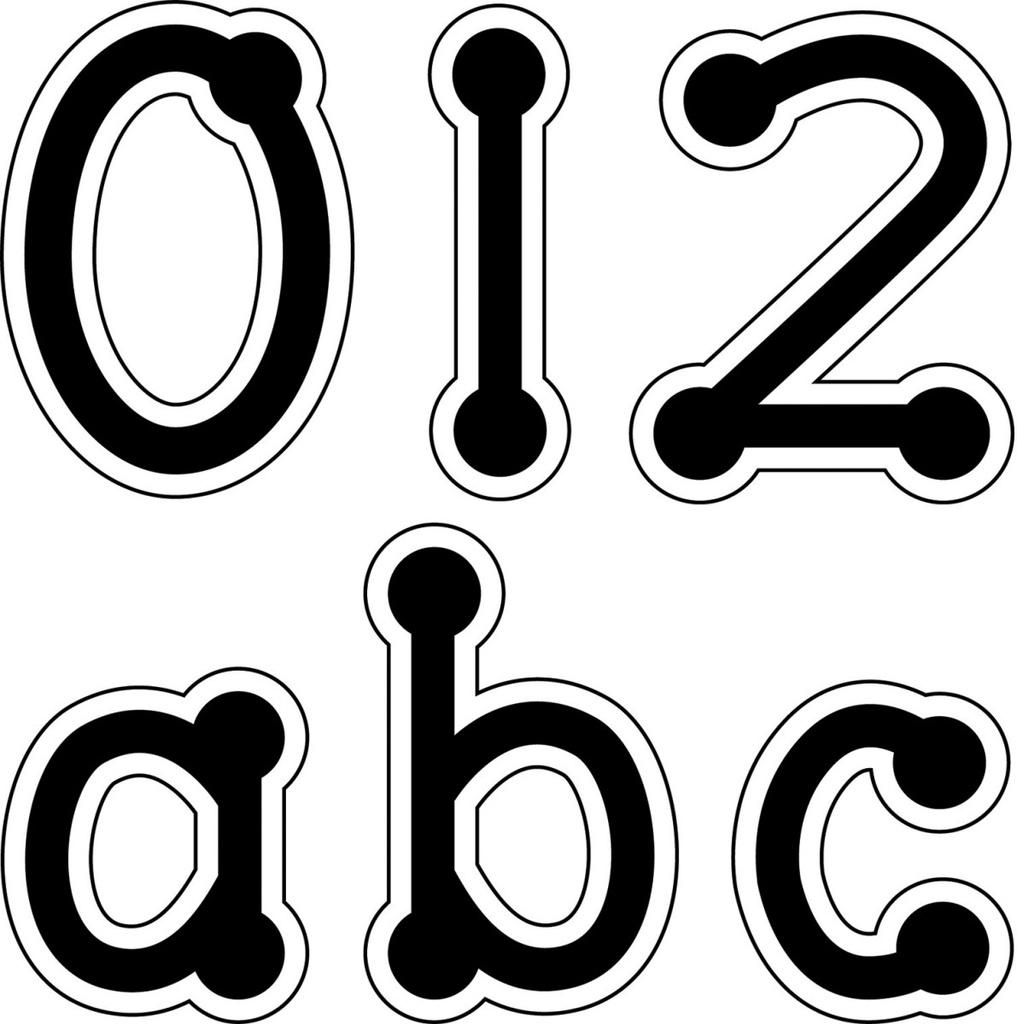 Black Dot-to-Dot Lowercase Letter Stickers 2cm(155 stickers)