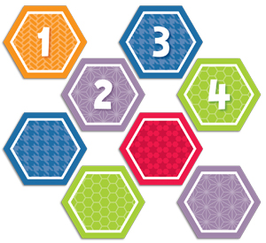 Hexagons Calendar Days (6cm)   (35 pcs)