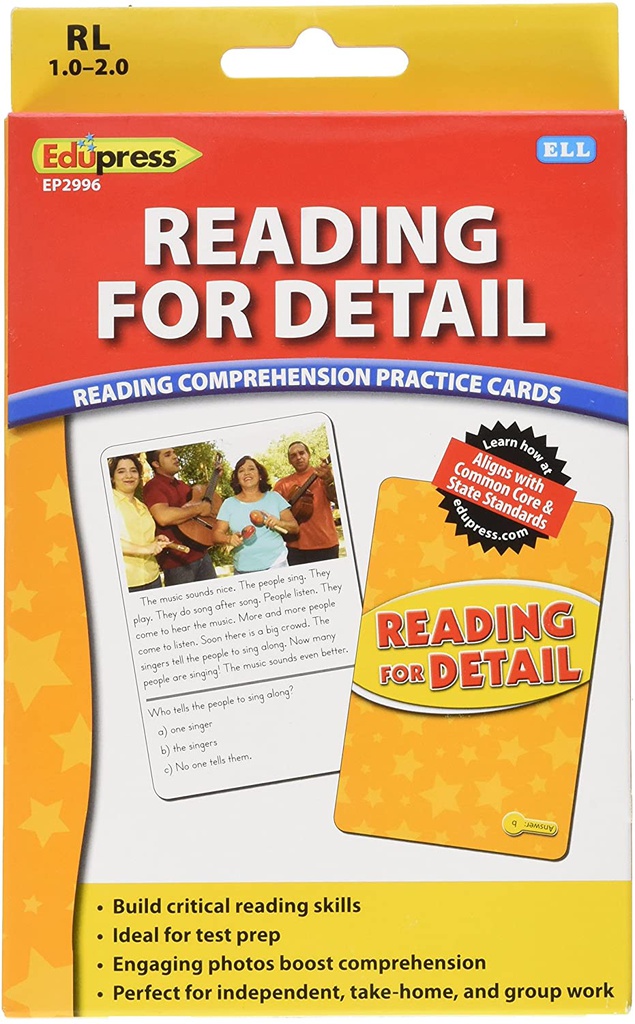 Reading Comprehension Practice Cards: Reading for Detail (Yellow Level)(54cards)