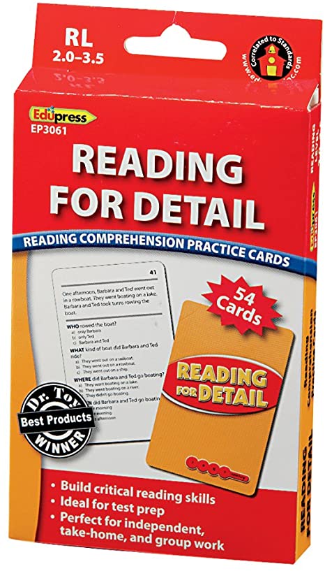Reading Comprehension Practice Cards: Reading for Detail (Red Level)(54cards)