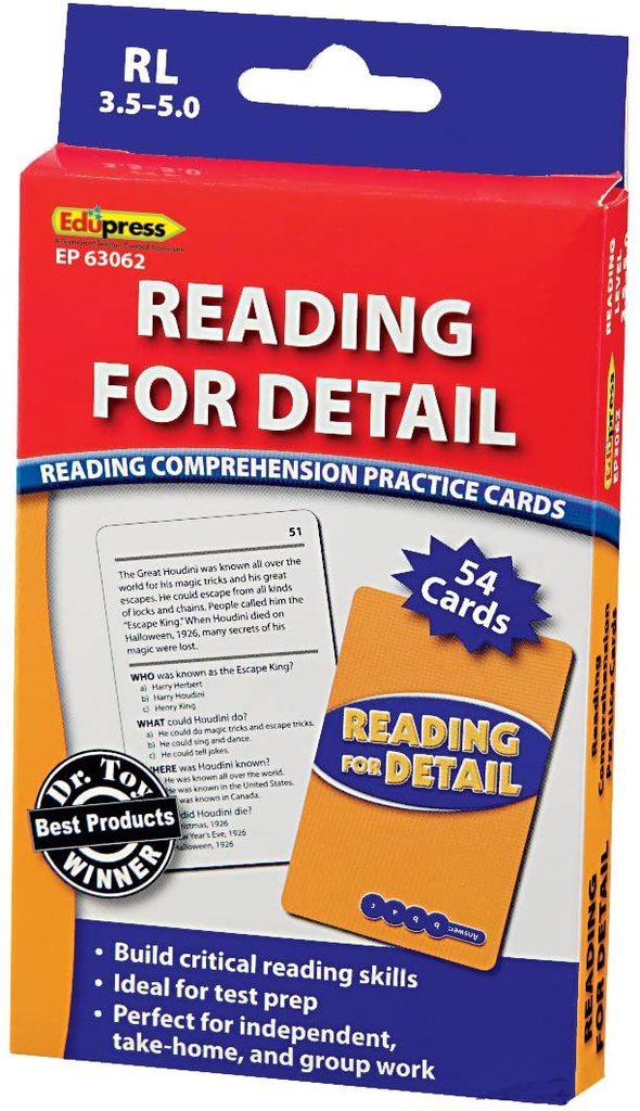 Reading Comprehension Practice Cards: Reading for Detail (Blue Level)(54cards)