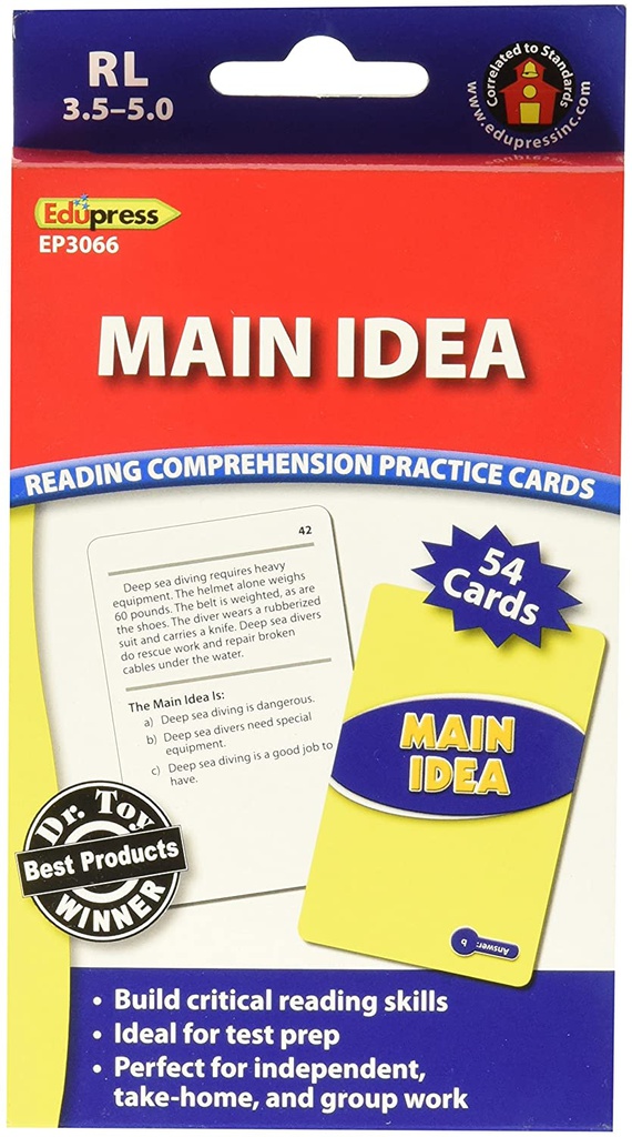 Reading Comprehension Practice Cards: Main Idea (Blue Level)(54cards)