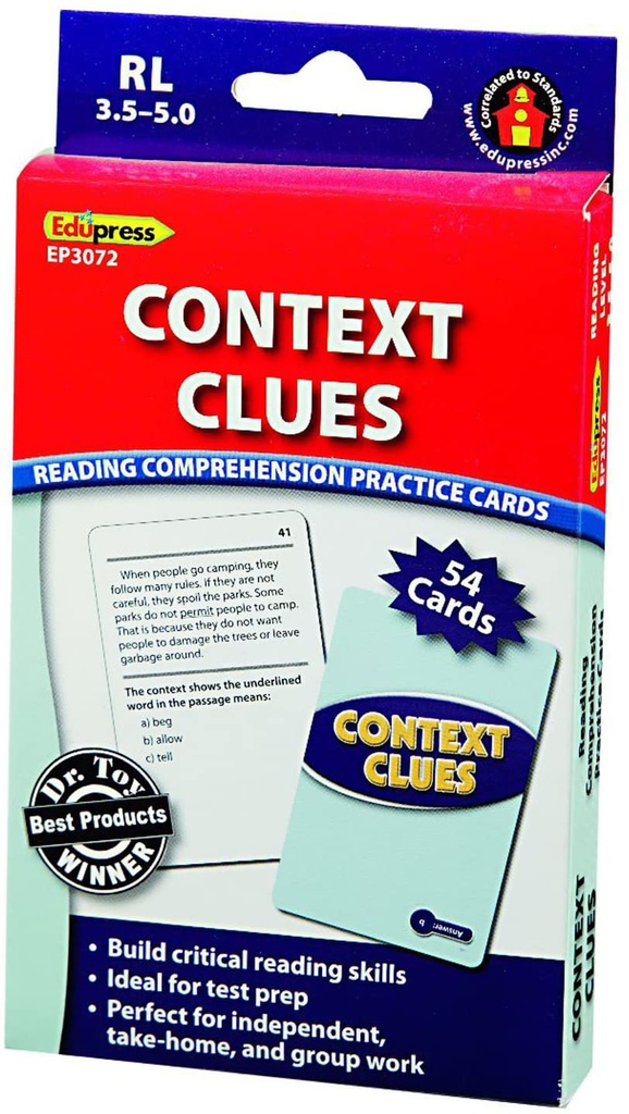 Reading Comprehension Practice Cards: Context Clues (Blue Level)(54cards)