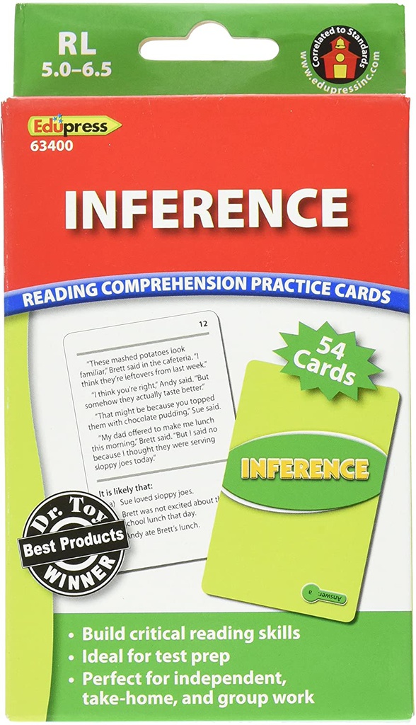 Reading Comprehension Practice Cards: Inference (Green Level)(54cards)