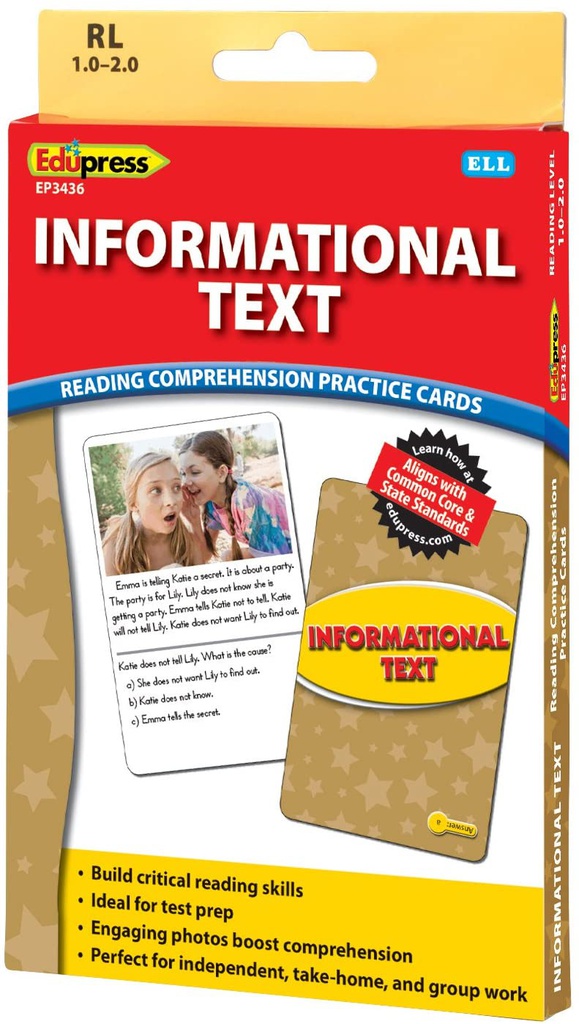 Reading Comprehension Practice Cards: Informational Text (Yellow Level)(54cards)