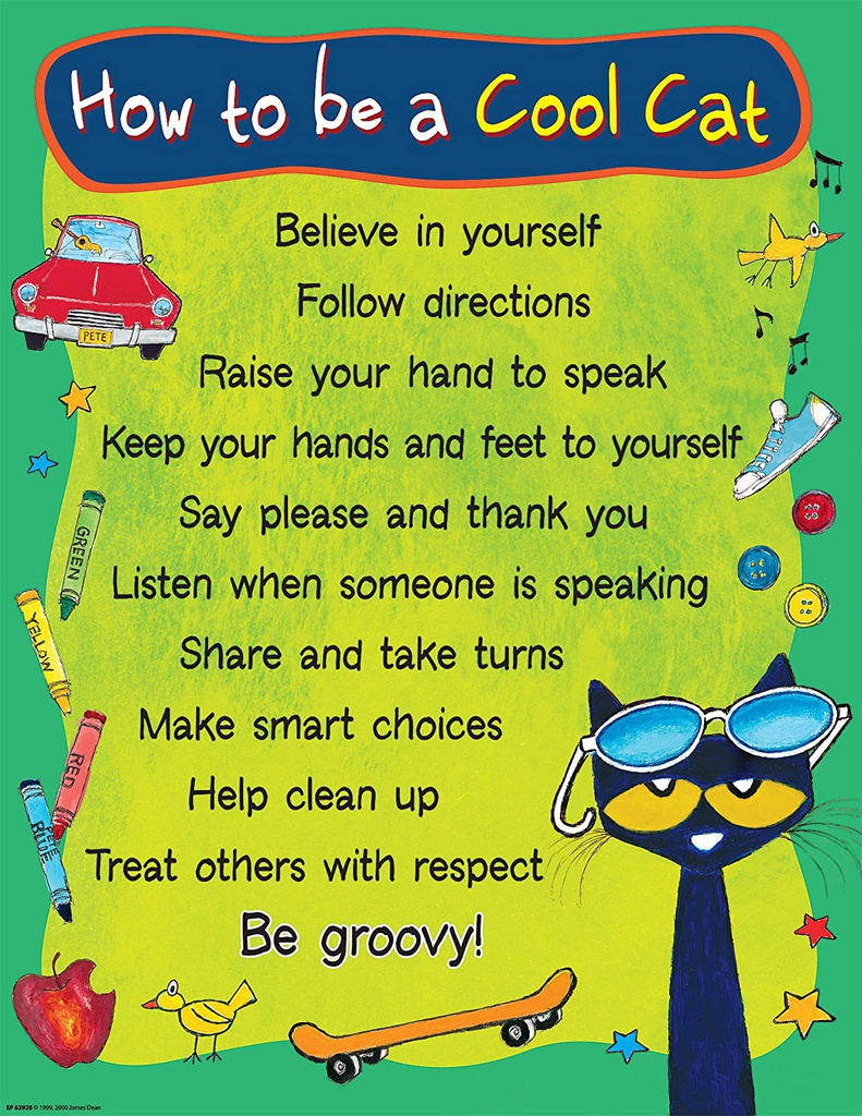 Pete the Cat How to be a Cool Cat Chart 17''x22''(43cmx55cm)
