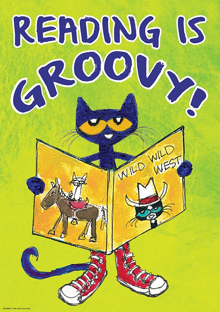 Pete the Cat Reading Is Groovy Positive Poster 13.3''x19''(33.7cmx48.2cm)