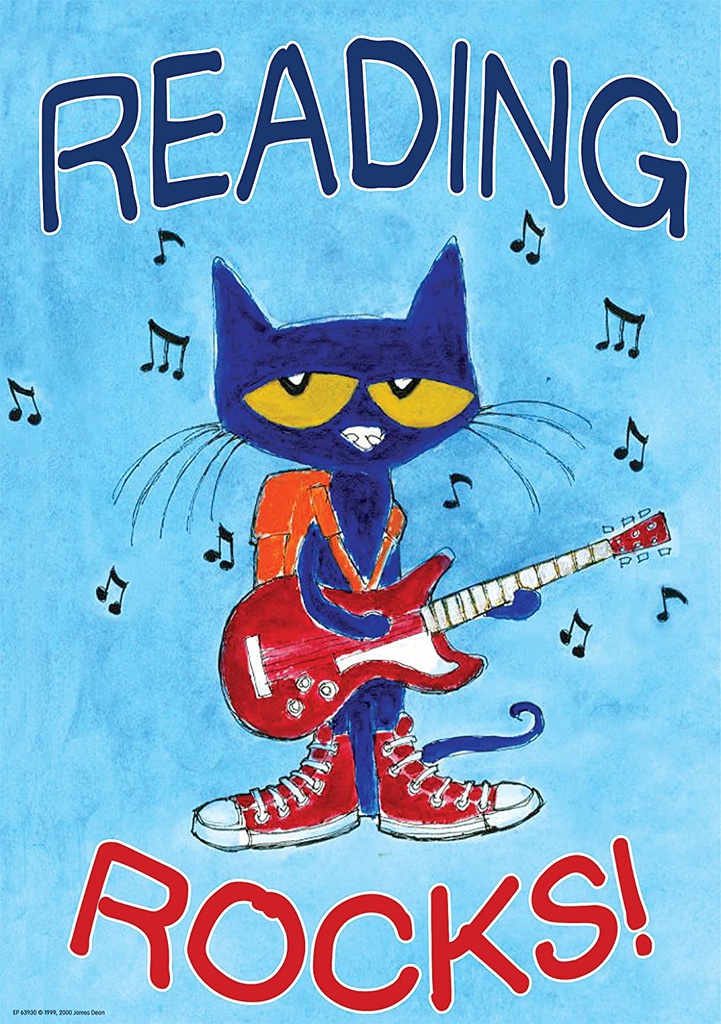 Pete the Cat Reading Rocks Positive Poster 13.3''x19''(33.7cmx48.2cm)