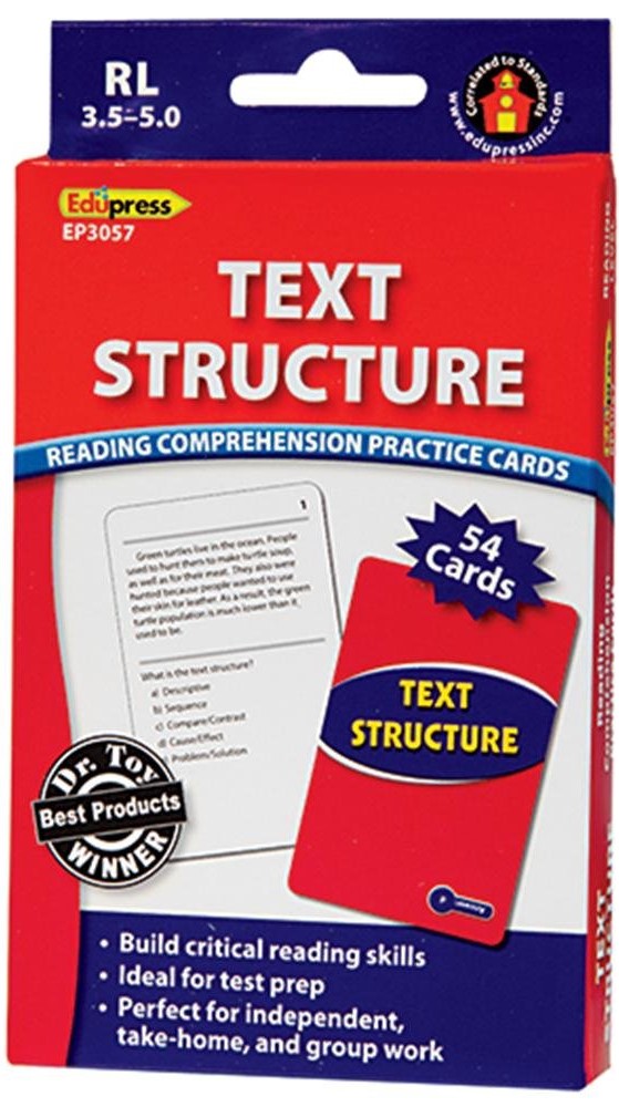 Reading Comprehension Practice CardsText Structure, (Blue Level)54 Cards