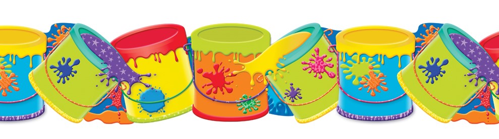 COLOR MY WORLD PAINT BUCKETS EXTRA-WIDE Border 37' x 3.25&quot;  (11.25m x 8.25cm)