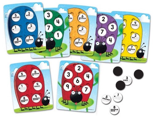 10 On the Spot! Ten-Frame Game (6 double-sided cards and 72 spots(pcs))