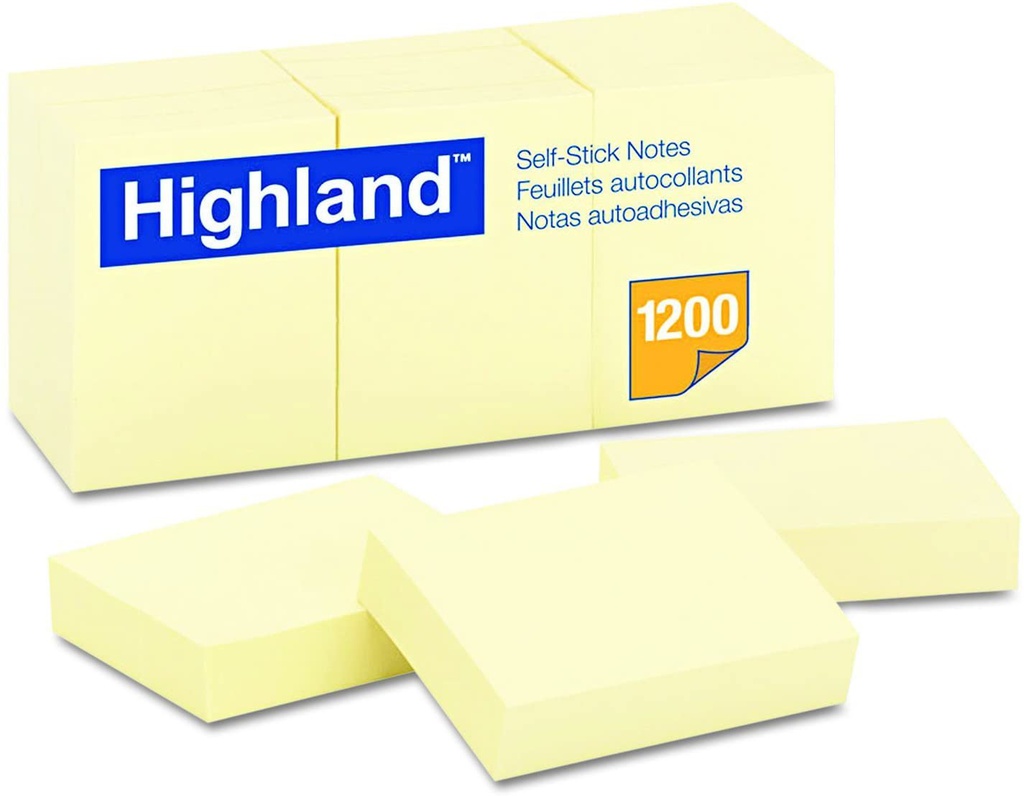 STICKY NOTES HIGHLAND YELLOW 1.5&quot; x 2&quot; (3.8cm x 5cm) SINGLE
