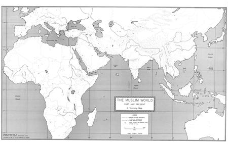 Muslim World Past and Present Paper Map (126cmx80cm)(49.6''x31.4'')