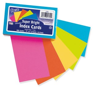 INDEX CARD SUPERBRIGHT ASST 3''X5''(7.6cmx12.7cm) PLAIN