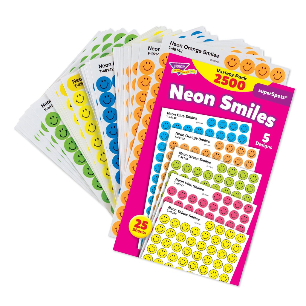 Neon Smiles Sticker packet (25sheets)(2500stickers)
