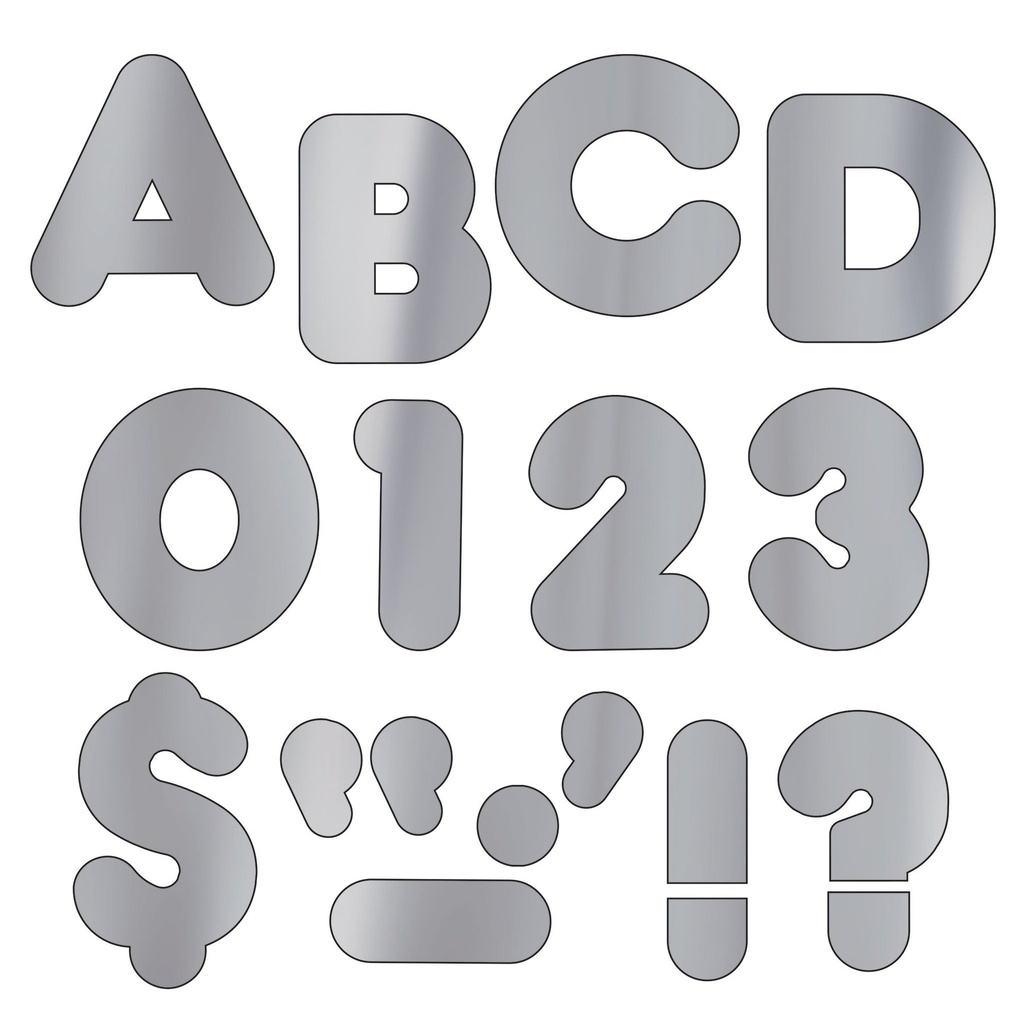 Silver Metallic 4'' Casual UC Ready Letters (71 characters)