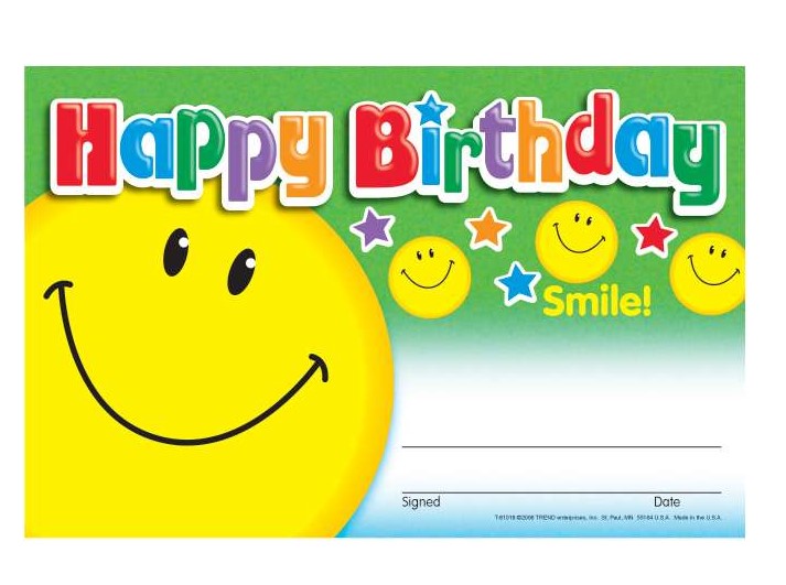 Happy Birthday Smile Awards 14cmx 21.5cm(30 sheets)