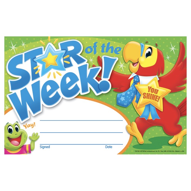 Star of the Week Playtime Pals Award (14cmx 21.5cm)(30 sheets)
