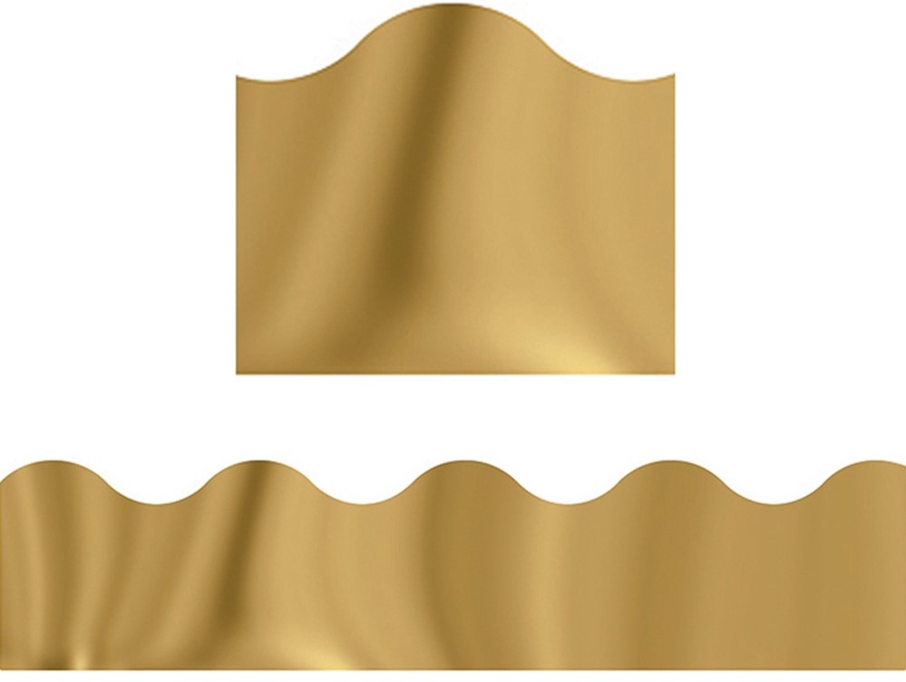 Gold Metallic  SCALLOPED BORDERS 32' x 2.25&quot;  (9.75m x 5.7cm)