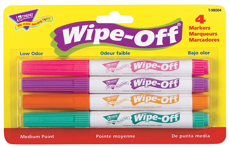 Bright Colors Wipe-off Markers (Set/4)(low odor)