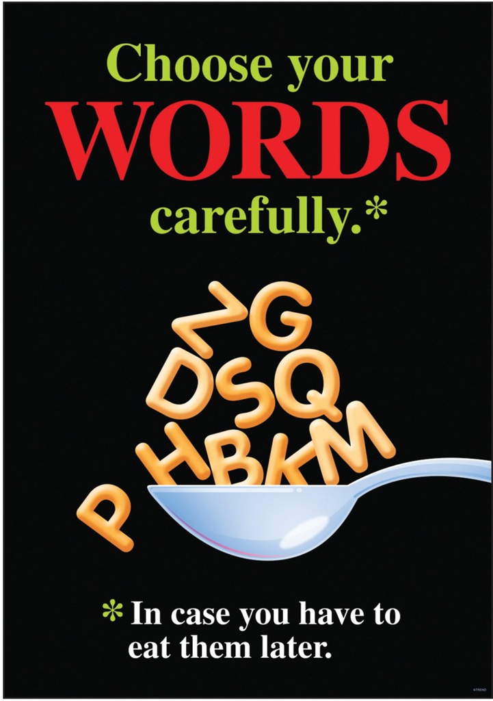Choose your words carefully.In case you have to eat them later.Poster (48cm x 33.5cm)