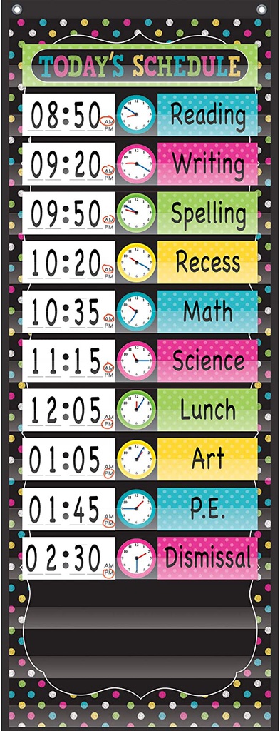Chalkboard Brights 14 Pocket Daily Schedule Pocket Chart (13''x 34'')(33cmx86.3cm)