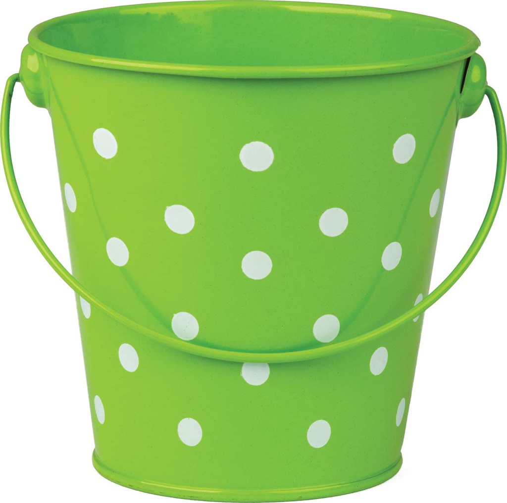 Lime Polka Dots Bucket (4.1''=10.4cm)