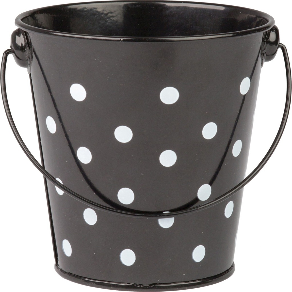 Black Polka Dots Bucket (4.1''=10.4cm)