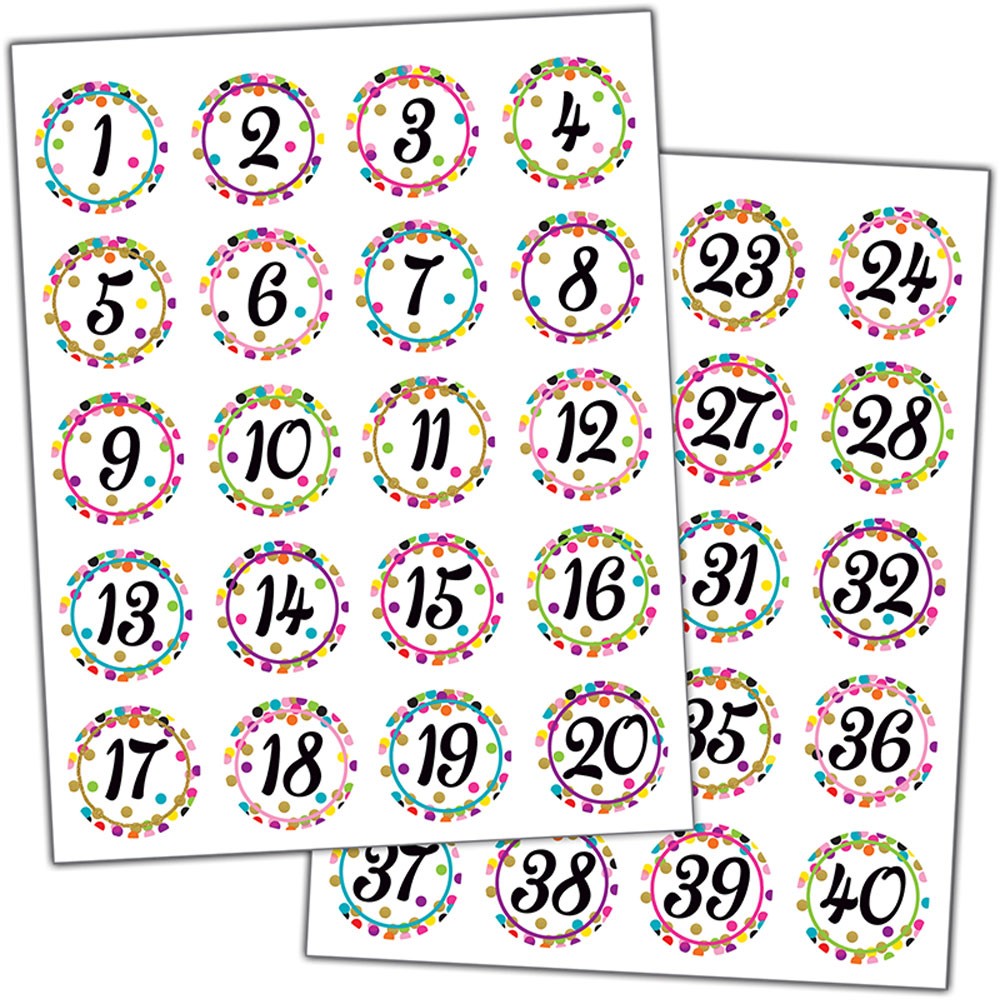 Confetti Numbers Stickers (120stickers)