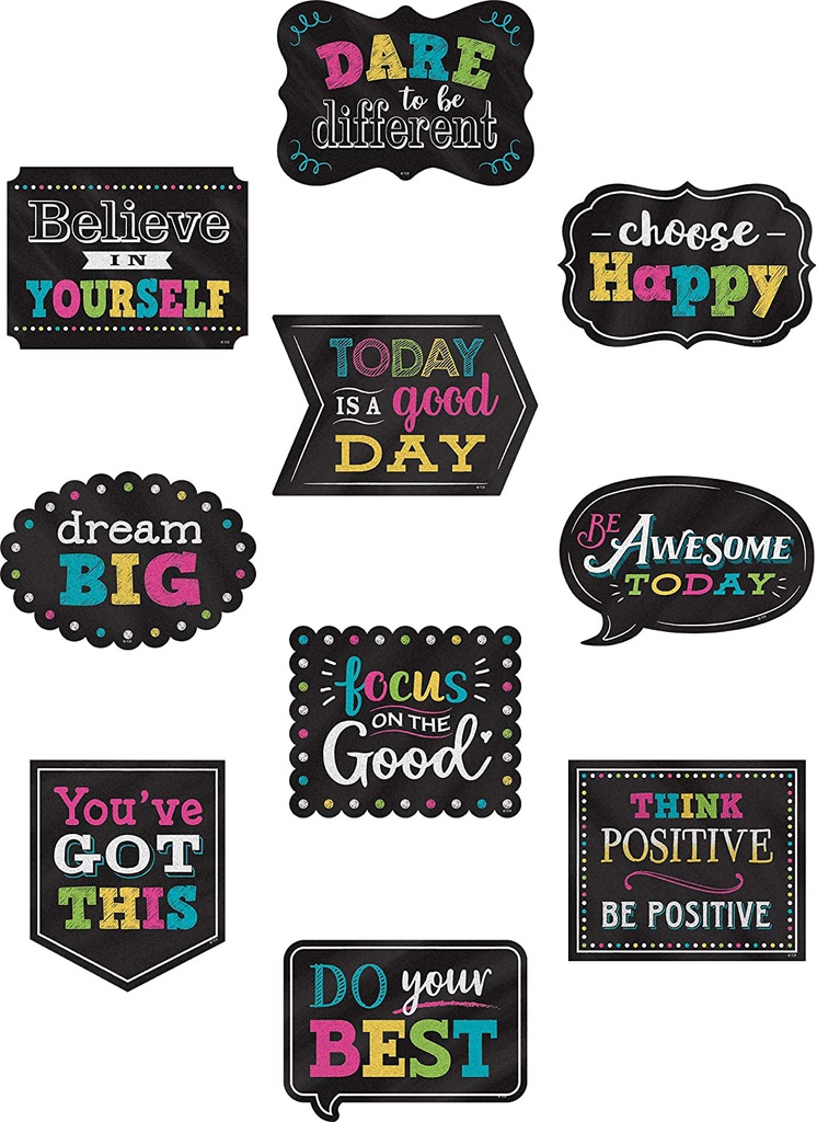 Chalkboard Brights Positive Sayings Accents 10 designs,6&quot;(15.24cm) (30pcs)