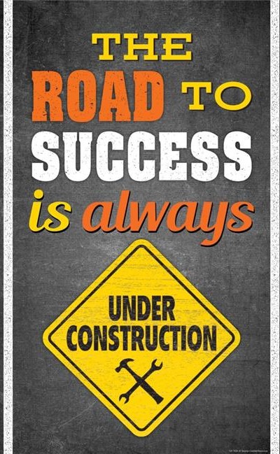 The Road to Success Is Always Under Construction Positive Poster 13.3''x19''(33.7cmx48.2cm)