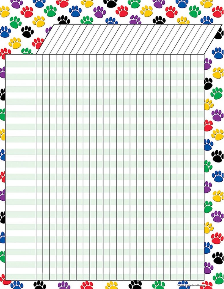 Colorful Paw Prints Incentive Chart (17''x22'')(43cmx55.8cm)