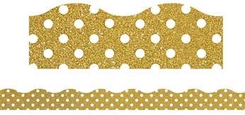 Gold Shimmer with White Polka Dots Clingy Thingies (40.6cm x 3.8cm) (10 pcs)