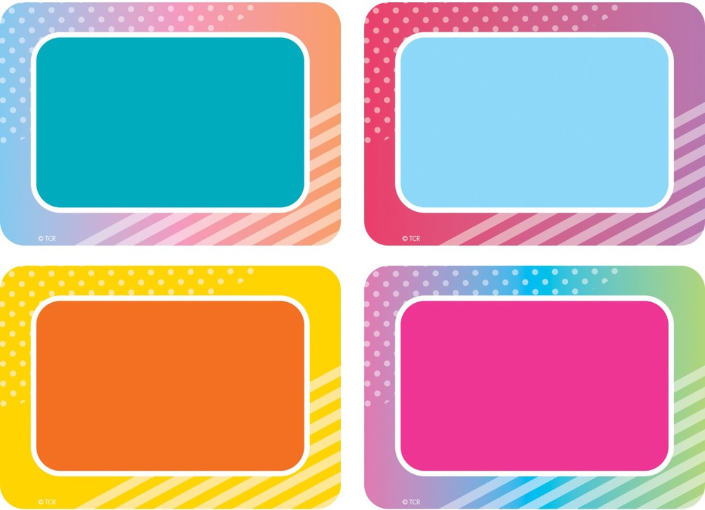 Colorful Vibes Name Tags/Labels - Multi-Pack (7.5cm x 10cm)  (36 pcs)