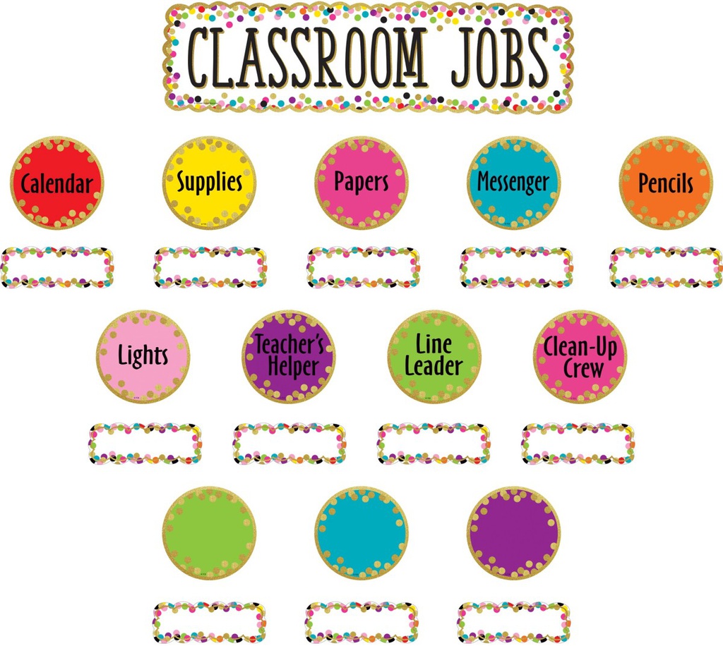 Confetti Classroom Jobs Mini Bulletin Board 20.6&quot; x 5.75&quot;(52.3cmx14.6cm) 49pcs
