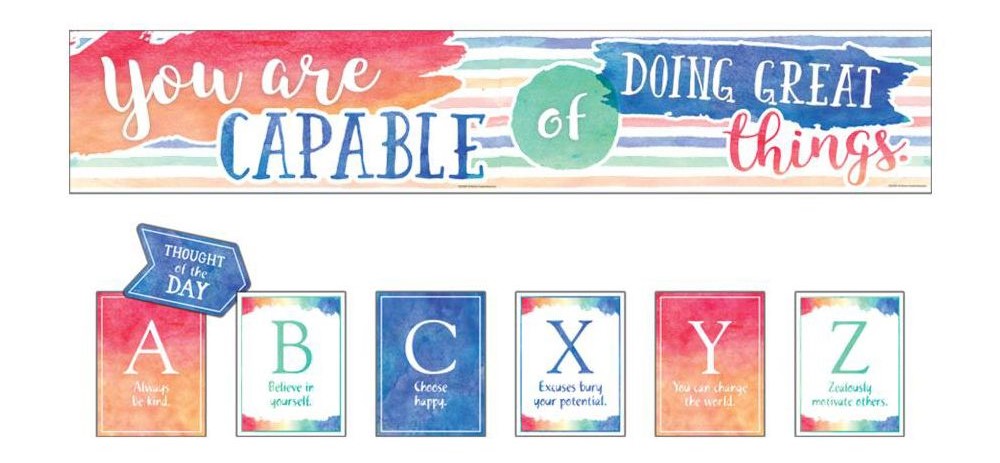 Watercolor You Are Capable of Doing Great Things Bulletin Board Set (29pcs)
