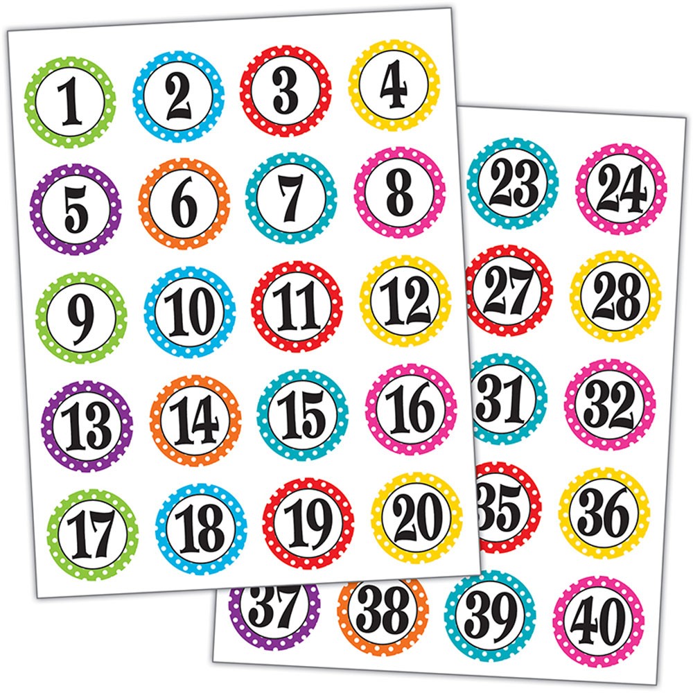 Polka Dots Numbers Stickers (120Stickers)