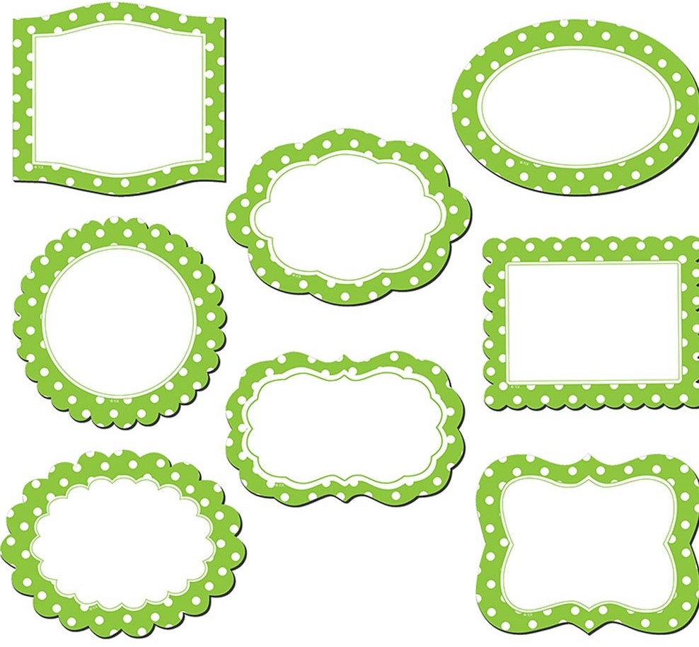 Lime Polka Dots Frames Magnetic Accents Write-on/wipe-off (11.4cm)    (8 pcs)