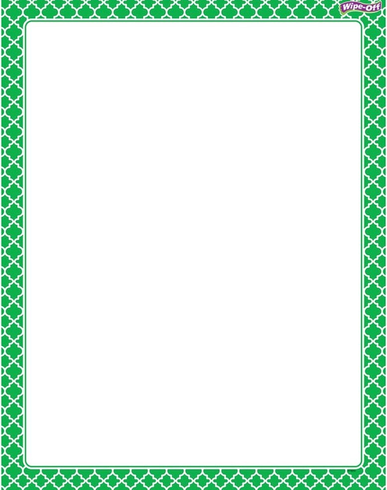 Moroccan Green Chart Wipe -Off (55cmx 43cm)