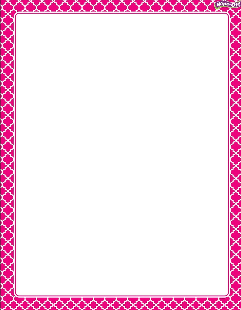 Moroccan Pink Chart Wipe - Off (55cmx 43cm)