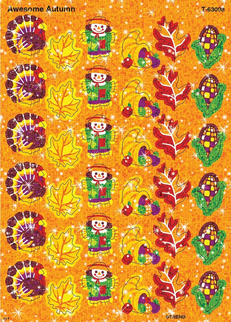 Awesome Autumn Sparkle Stickers ( 2 Sheets) (72stickers)